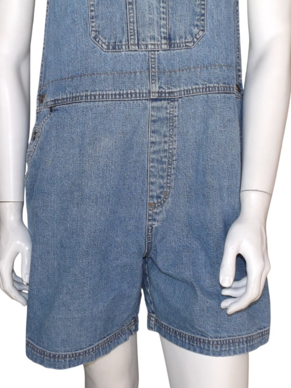 CHEROKEE Short-alls, XL, Bib Front Shorts, Light blue Denim, 3 button hip, VTG - Picture 9 of 11